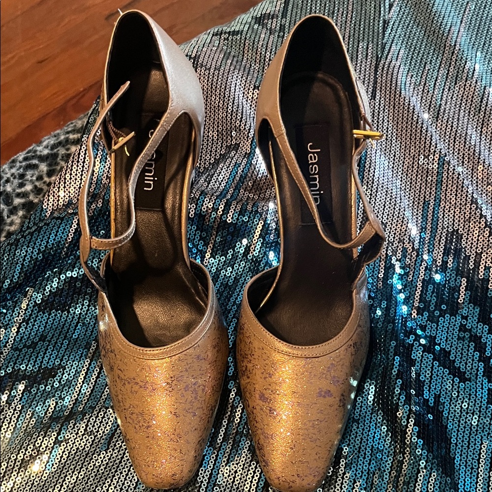 Jasmine Glittering Gold Heels